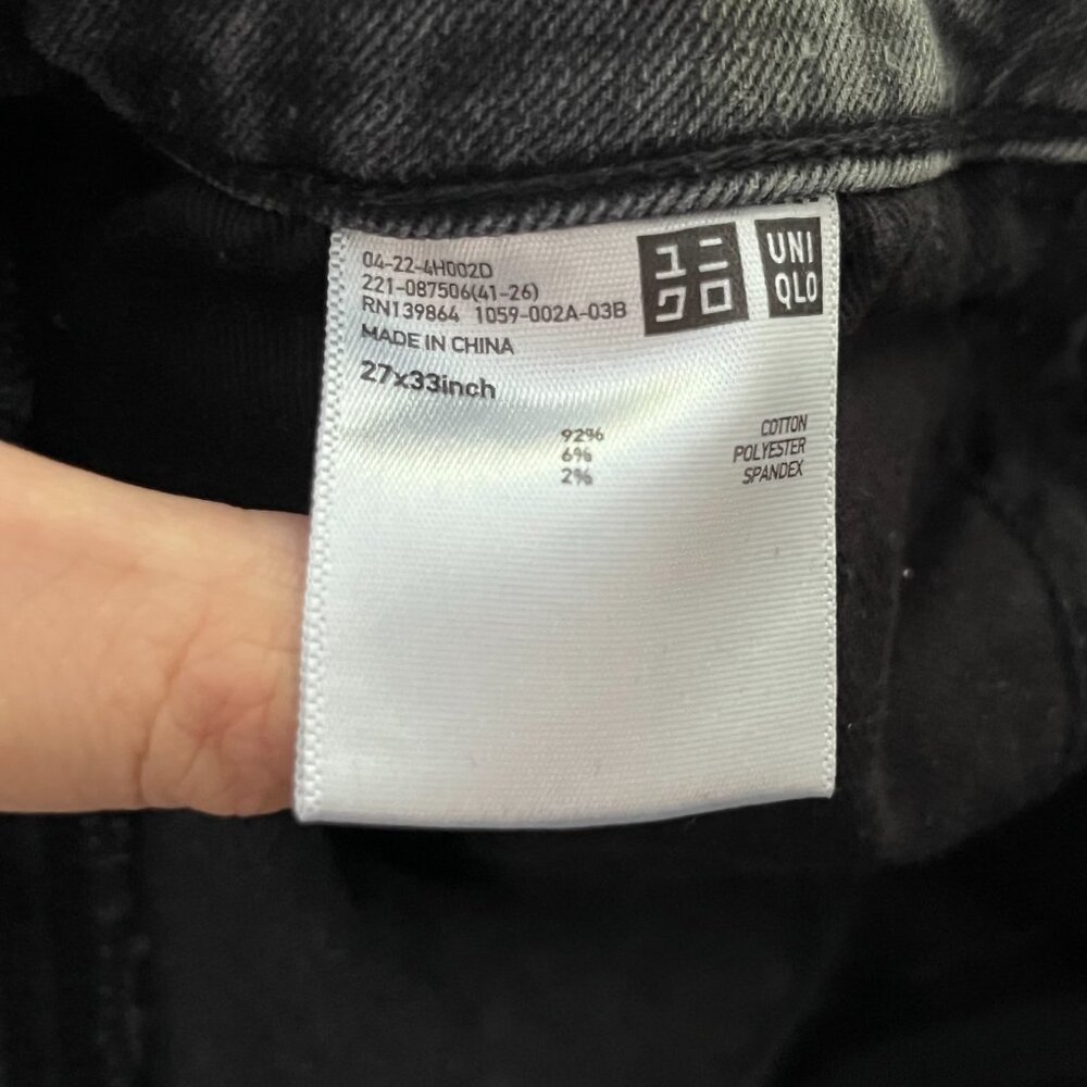 Uniqlo Gray Black High Rise Skinny Cotton Jeans Size 27/33 - Picture 4 of 5